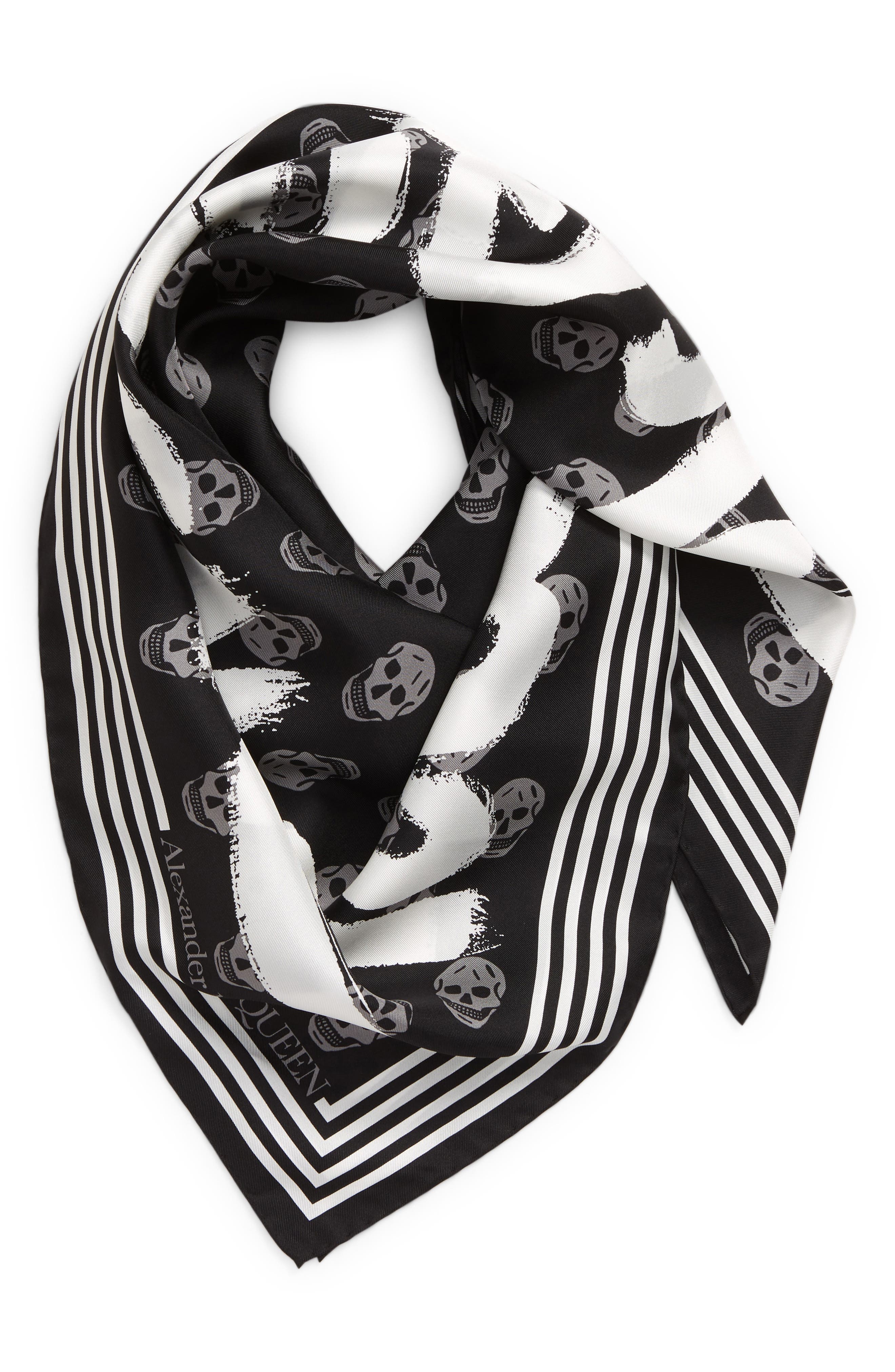 100% Silk Scarf Designer's Feline Faces On Black Print 100% Silk Scarf Designer's Feline Faces On Black Print